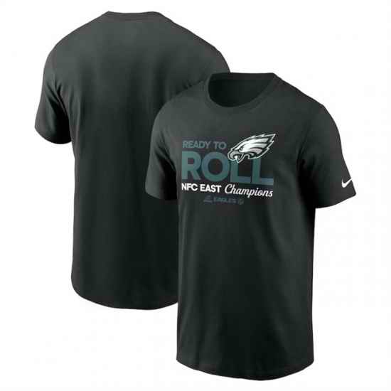 Men Philadelphia Eagles Black 2024 NFC East Champions Locker Room Trophy Collection T Shirt